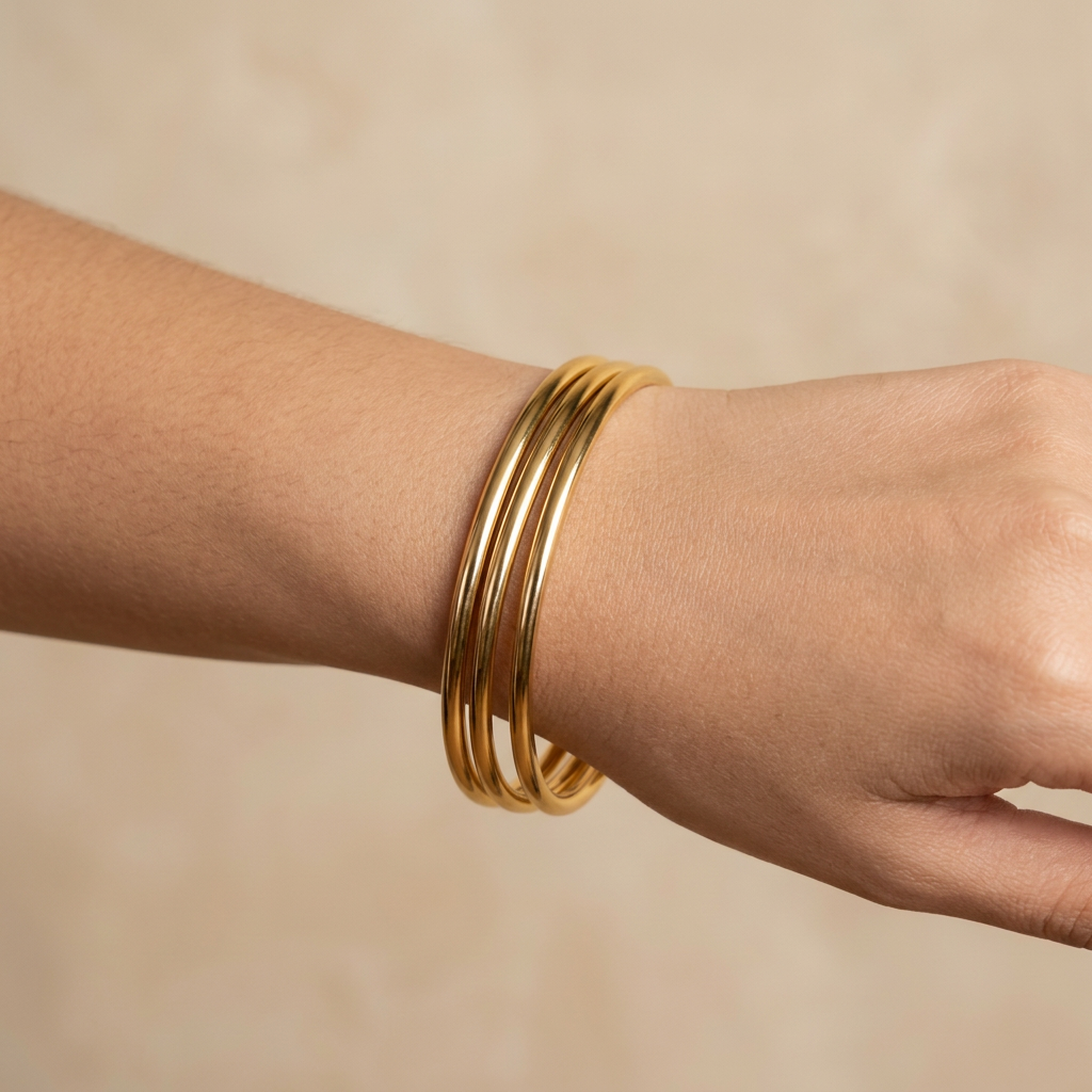 Trio Bangle Lisa Dourada — foto 2