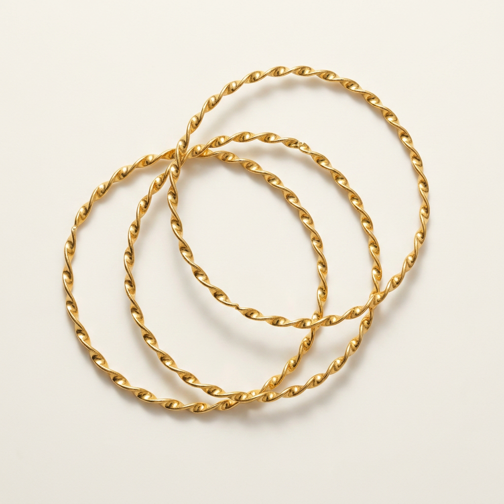 Trio Bangle Torção Dourada